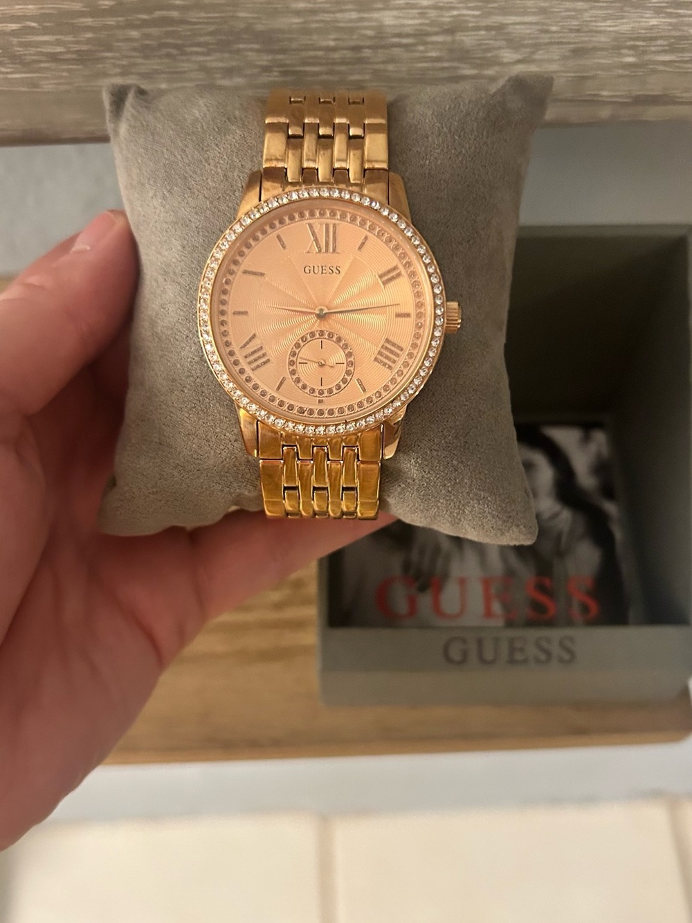 Guess Rose Gold Crystal Bezel Women's Bracelet Watch